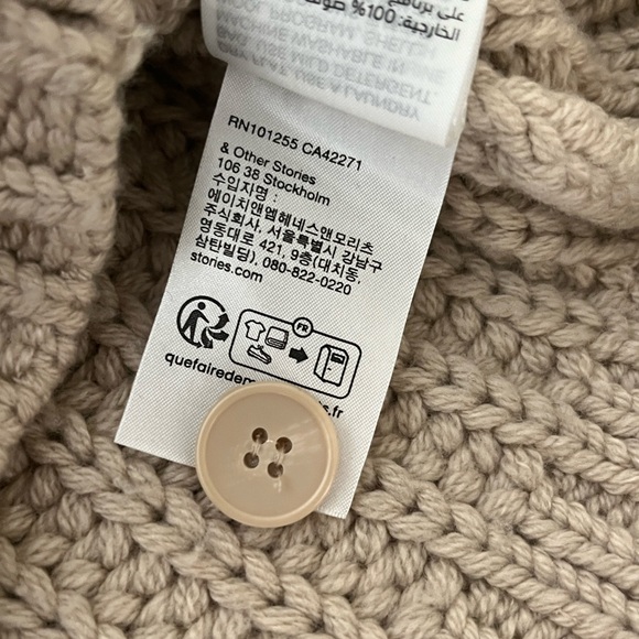 & OTHER STORIES LOS ANGELES ATELIER Chunky Wool Belted Cardigan Sweater - XS - Picture 12 of 14